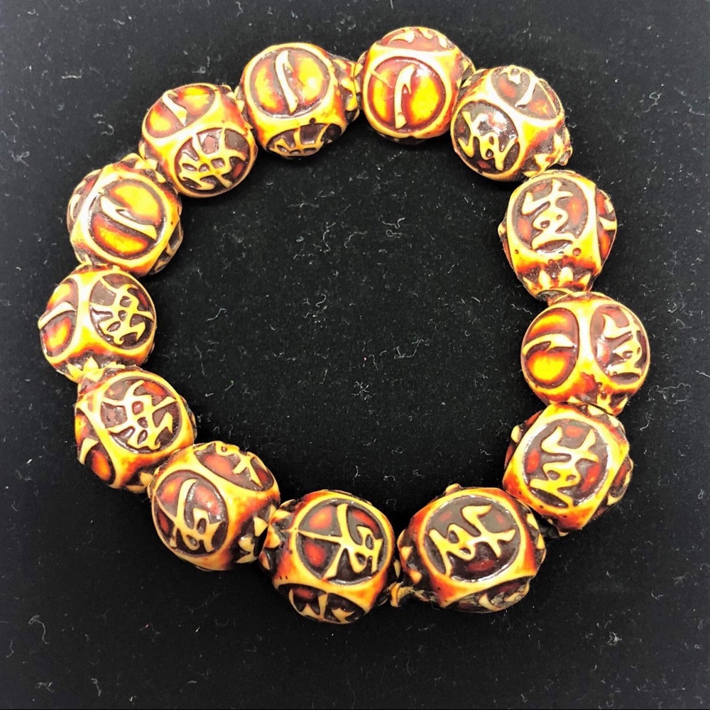 CHINESE CHARACTER PRINT BEADS ELASTIC